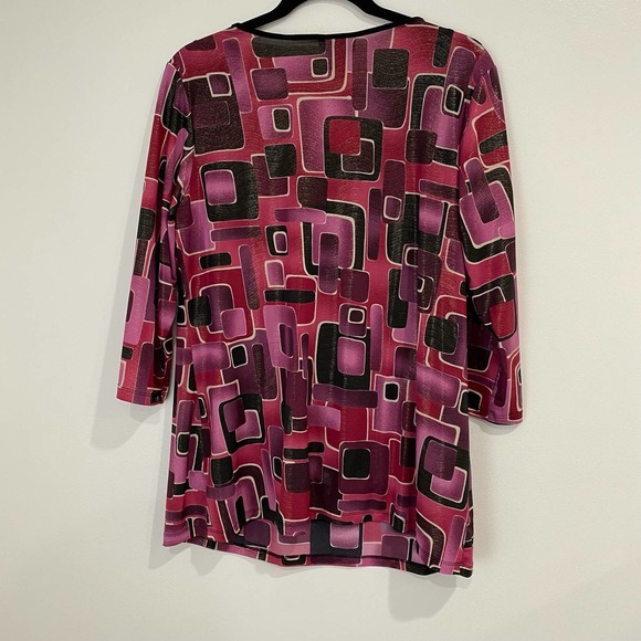 Lane Bryant Pink and Black Geometric Blouse - Picture 2 of 5